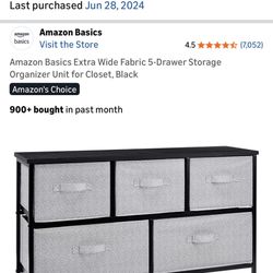 Amazon Basics 5 Drawer Storage Unit