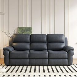 Breathable Fabric Power Reclining Sofa with Drop Down Table,USB Button and Wireless Charger - Blue brand new in box， $599