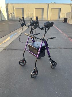 Walker with Seat, Foldable Lightweight Walkers for Seniors 4 Wheel Heavy-Duty