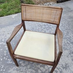 Rare Mid Century Modern Foster Mcdavid solid walnut cane-back captains chair