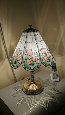 Tiffany Style Lamps (2) Frosted Glass