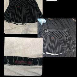 Stripped skirt with attached belt
