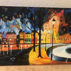 Hand painting “streets of Barcelona”