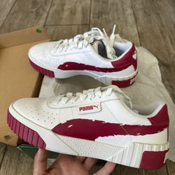 New White & Pink Leather Puma Women’s Gym Shoes
