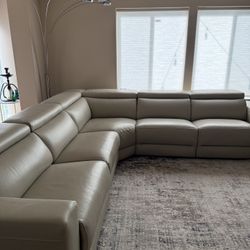 5-Piece Leather Sectional Sofa Powered Recliners
