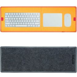  2 Pack Keyboard Mat Compatible with iMac Magic Keyboard, Magic Mouse, Magic Trackpad, 2 Pieces Mini Keyboard Mat for Easy Moving (Grey+Orange)

