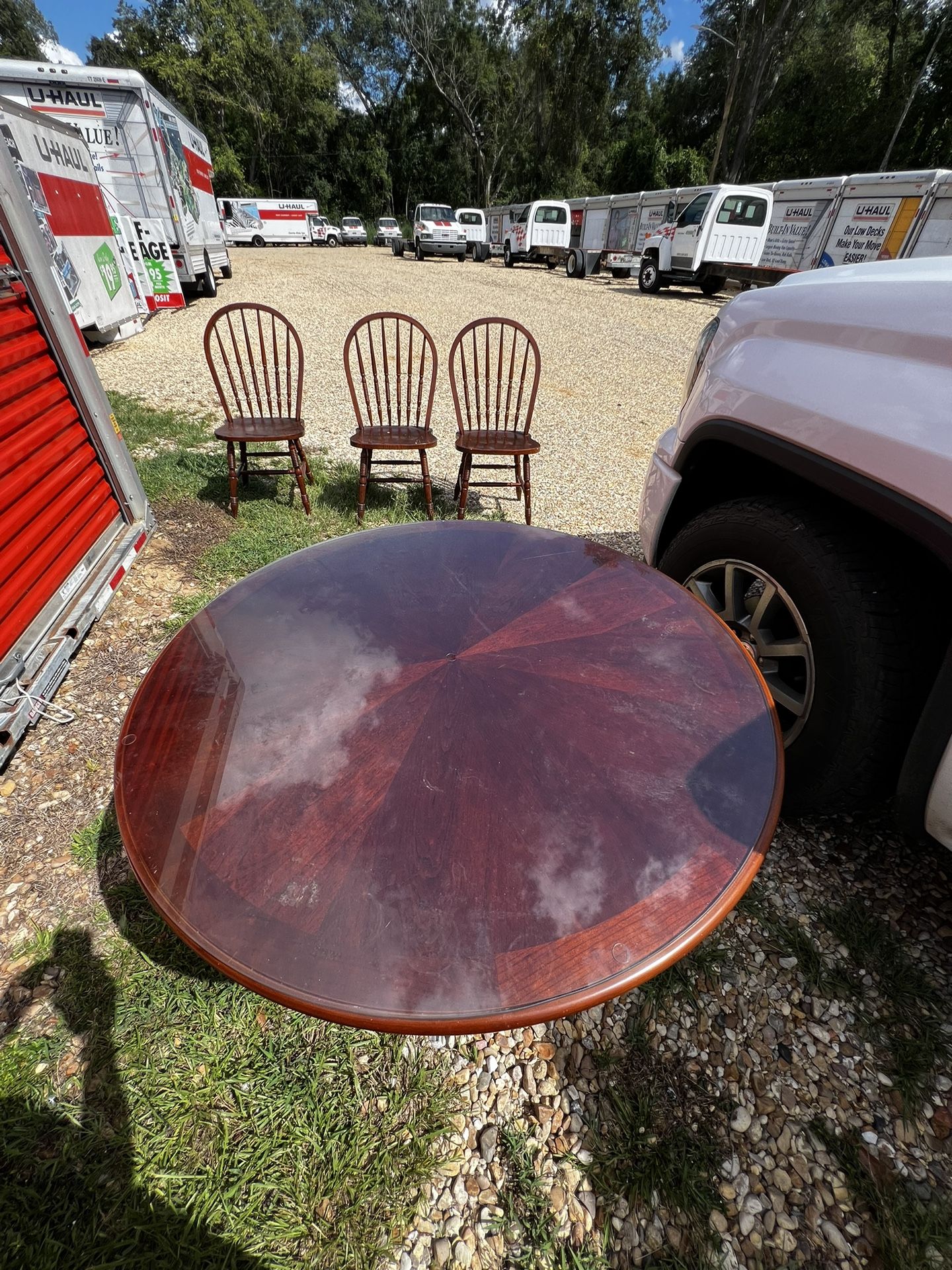 Glass Top Round Dining Room Table Set