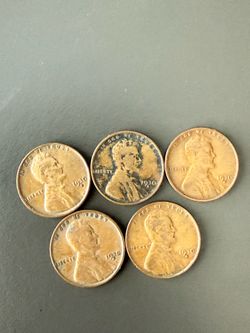 5 of the 1930 d Wheat pennies