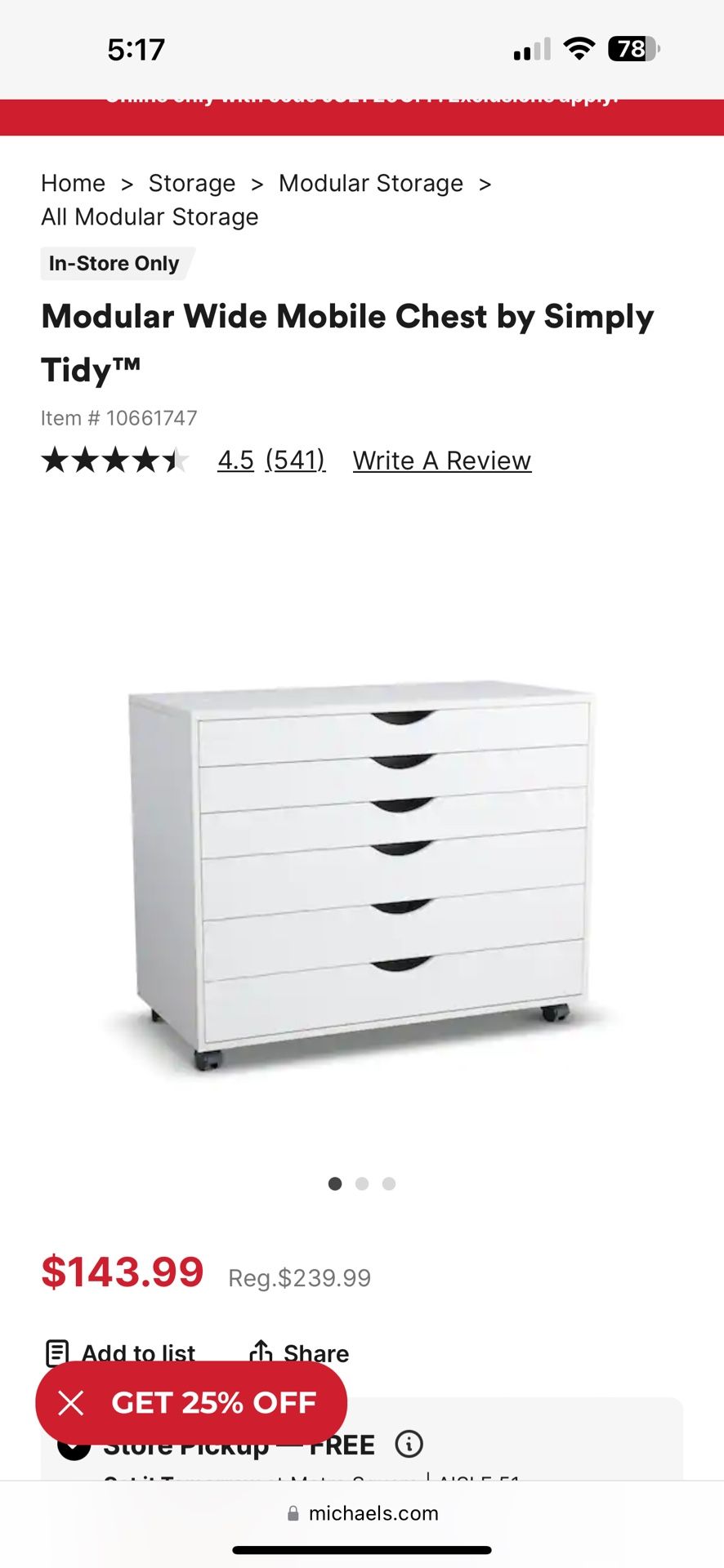 Modular Wide Mobile Chest by Simply Tidy