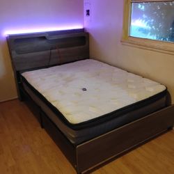 2month Old Full Mattress And Bed Frame With Lights