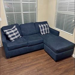 Midnight Blue Porthos 80” Modern Sectional Sofa with Reversible Chaise by Living Spaces