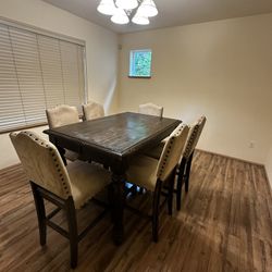 Solid Wood Dining Table Set With 6 Chairs