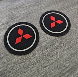 Brand New 2PCS MITSUBISHI Rubber Car Cup Holder Pad Water Cup Slot Non-Slip Mat Universal