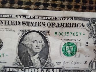 Rare 2021 Star Note $1 Bill LOW NUMBER WITH GOOD NUMERICAL NUMBERS B 00357057