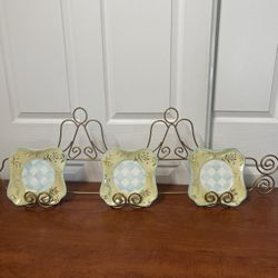 Elegant Angel Wall Mount & Capriware Plates – Hand-Painted Ceramic & Wrought Iron Set