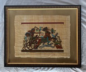 Authentic Egyptian Papyrus Framed Art - Adel Ghabour - Certified - Signed