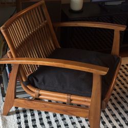 CB2 Wooden Wicker Chair (2 Available)