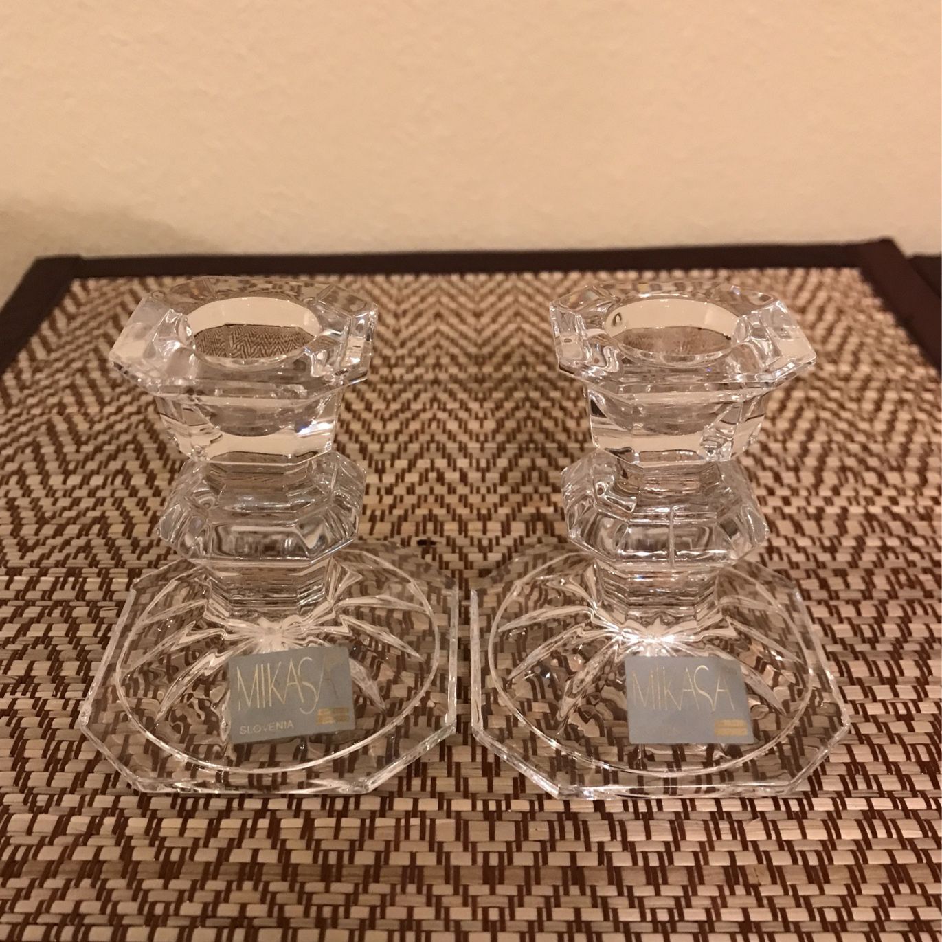 Mikasa Set Of 2 3 Inches Glass Clear Star Candle Holders