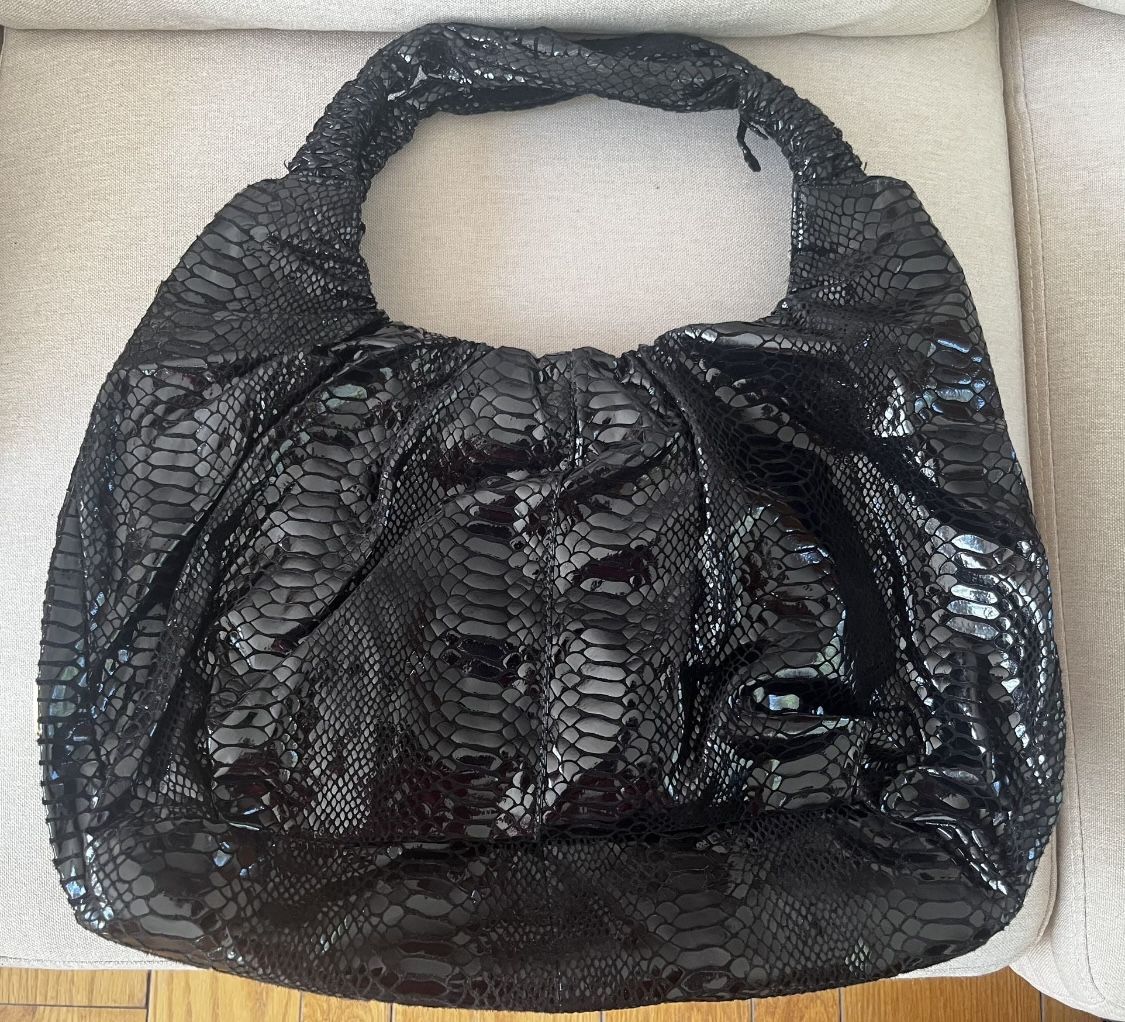 Genuine Leather Perlina Studios Black Slouch Hobo Bag