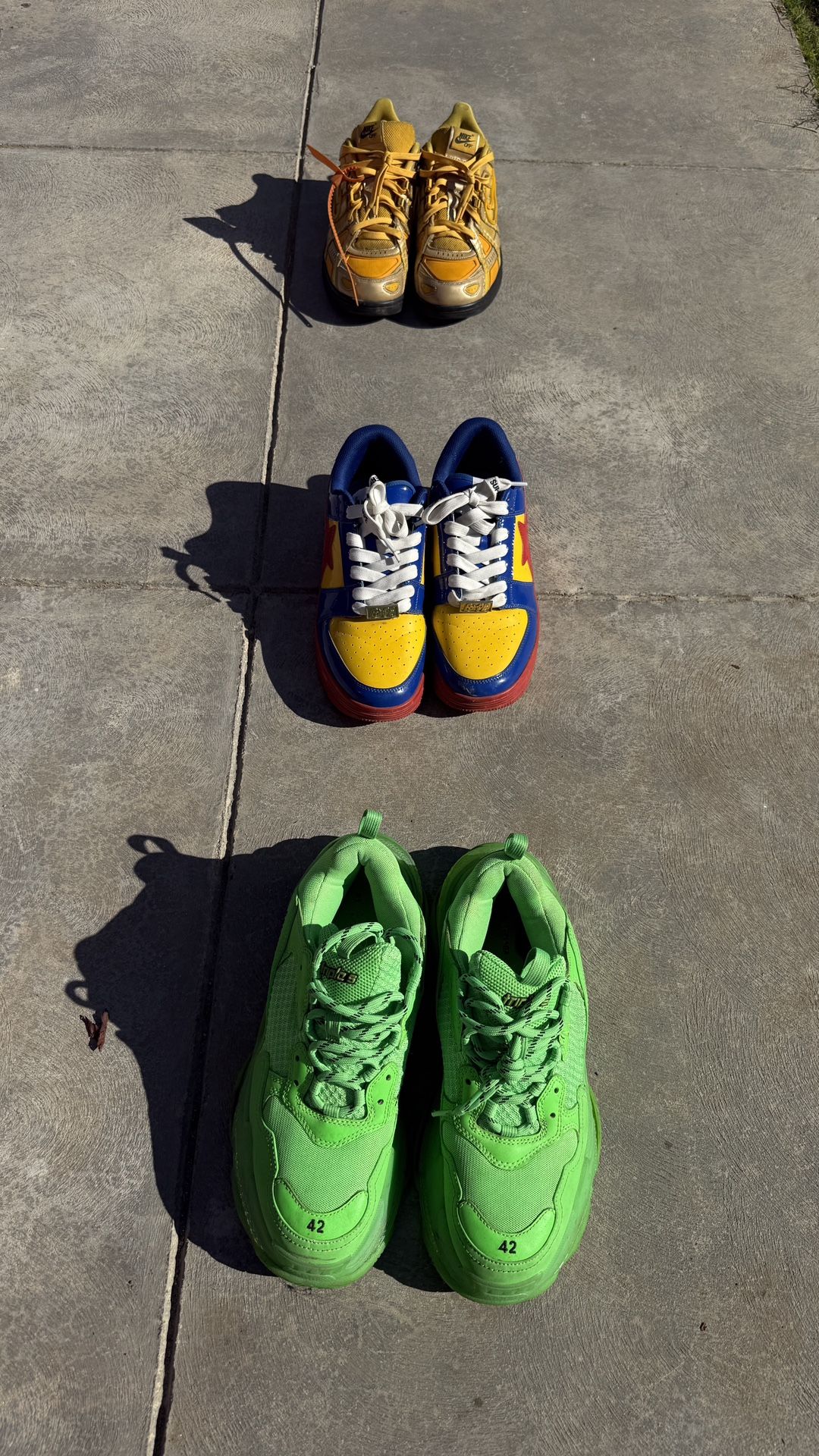 Balenciaga, Bape, Off white Nikes