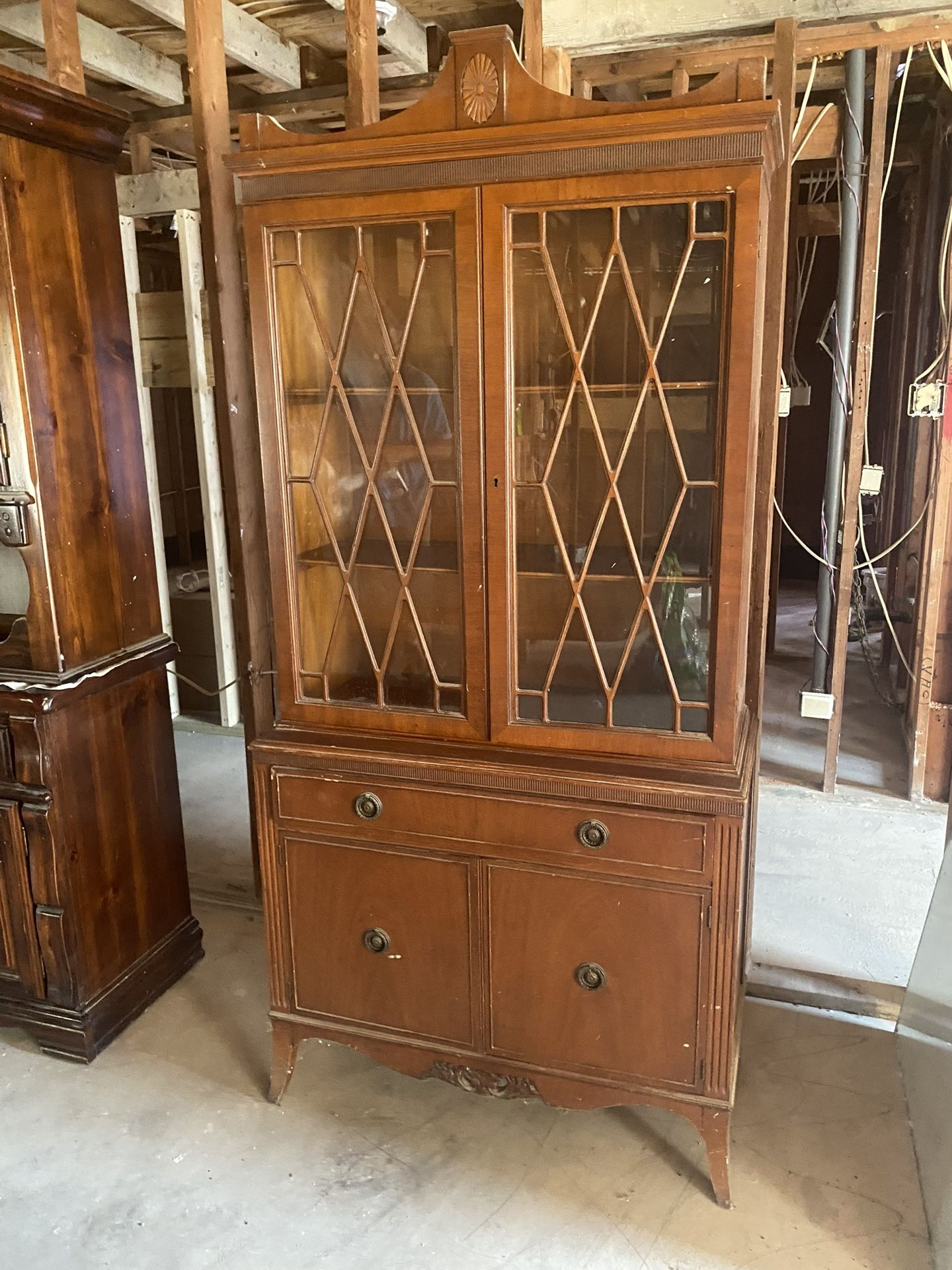 Antique China Cabinet with Glass Doors