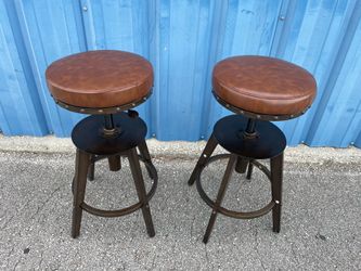 SONGMICS Home Barstools -( leather coating, metal, swivel, sturdy )- Used / Set