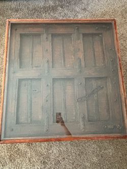 Vintage repurposed wood door coffee table