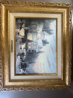Thomas Kinkade Victorian Christmas Framed Canvas Print