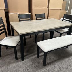 Black And Brown Dining Table Set 
