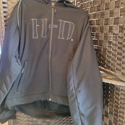 Harley Davidson Men's Black Windproof Fleece Hooded Hoodie Jacket Coat X- Large