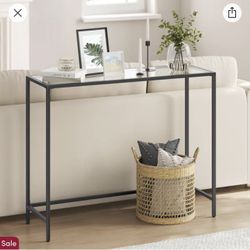 39.4” Glass Top Console Table – Modern Minimalist