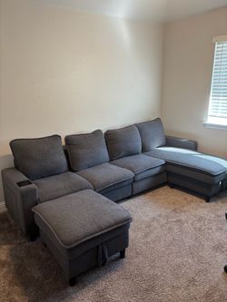 Sectional with LED lights and charging