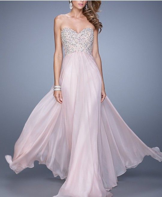 La Femme Blush Chiffon Gown Size 2