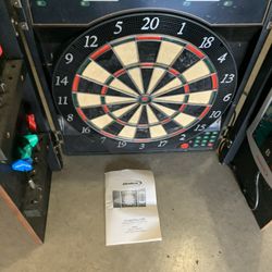 Pre-owned HALEX CricketView 2200 Electronic Dartboard And Wood Cabinet  If you know about this Dartboard  Make me an offer right now  I do not have th