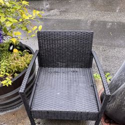 3 Black Plastic Weave Chairs And A Table $50 For All