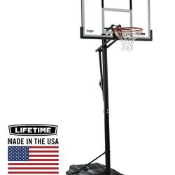 Lifetime 7.5ft. - 10ft. Adjustable Height 54 inch Steel-Framed Shatterproof Outdoor Portable Basketball System