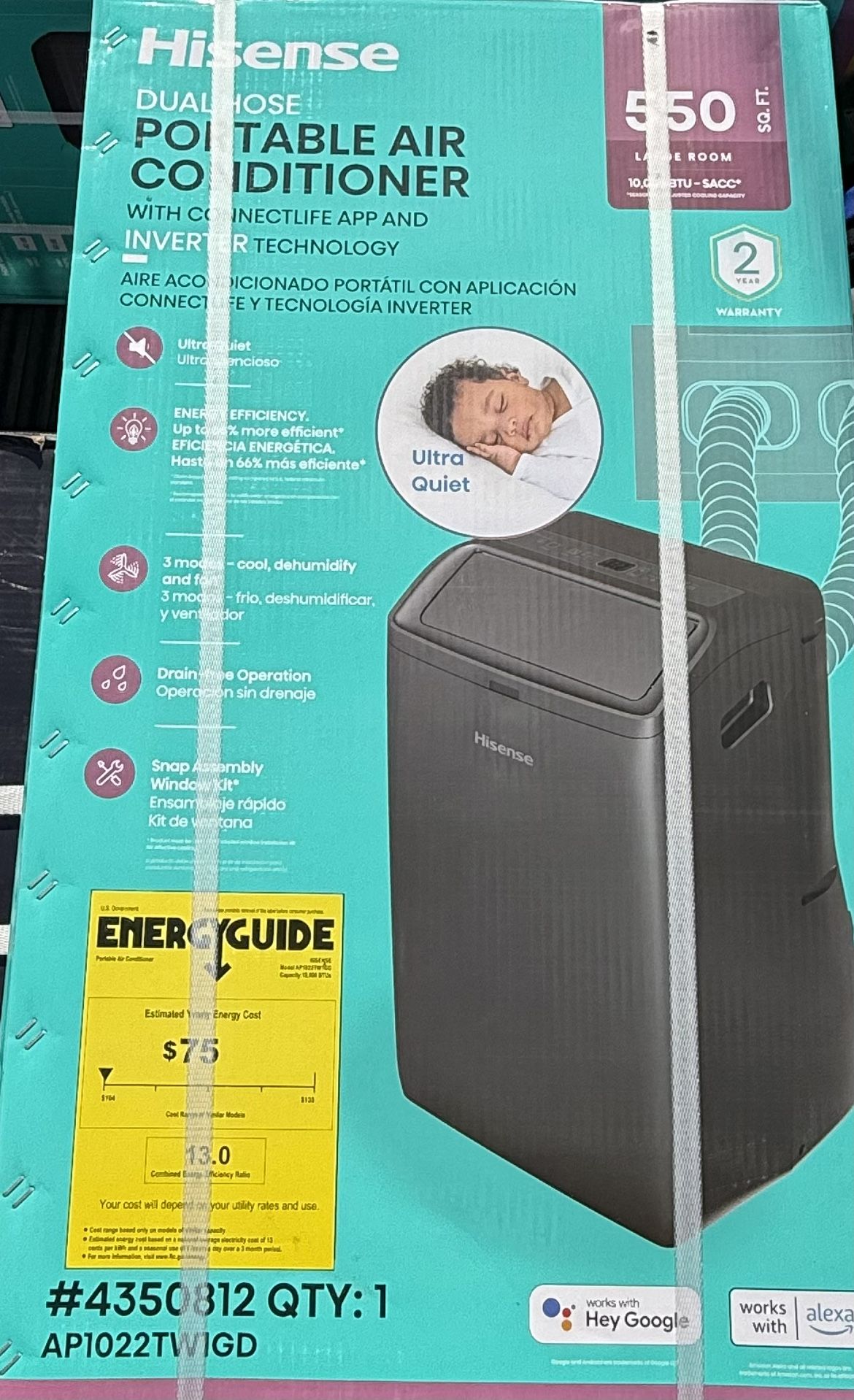 10000 BTU Portable Air Conditioner Hisense A/C & Heater