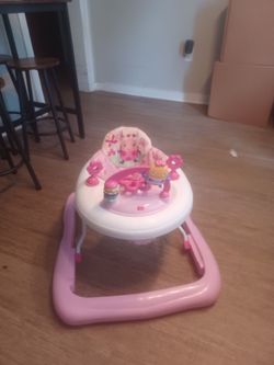 Bright Starts JuneBerry Walk-A-Bout Baby Walker and Entertainer, with Easy Fold Frame for Storage, Ages 6 Months +