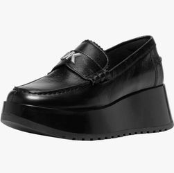 Michael Kors Black Platform Leather Loafers