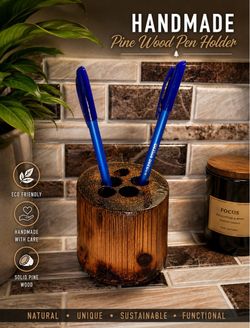 Rustic Wood Log Pen Holder