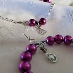 New- Sterling Silver,  Beaded Necklace & Earrings Set