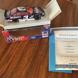 1998 Winners Circle 1:24 Die Cast NASCAR Dale Earnhardt Jr #3-AC Delco. SIGNED by Earnhardt Sr, Earnhardt Jr. and Kevin Harvick