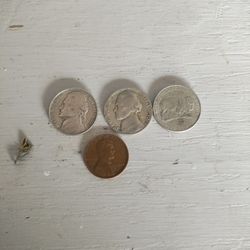 1944 S Penny , 1963 Nickle, 1940 Nickle And 2005 Buffalo Nickle