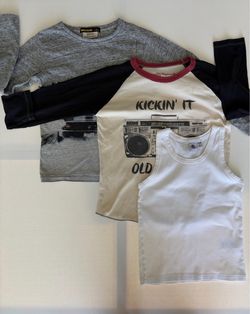 Bundle Boy Gymboree Boys Raglan Long Sleeve Tee in Black, White & Red Trim
