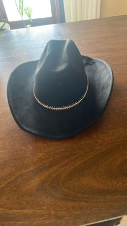 Black Suede With rhinestone Trim Cowgirl Hat New With Tags