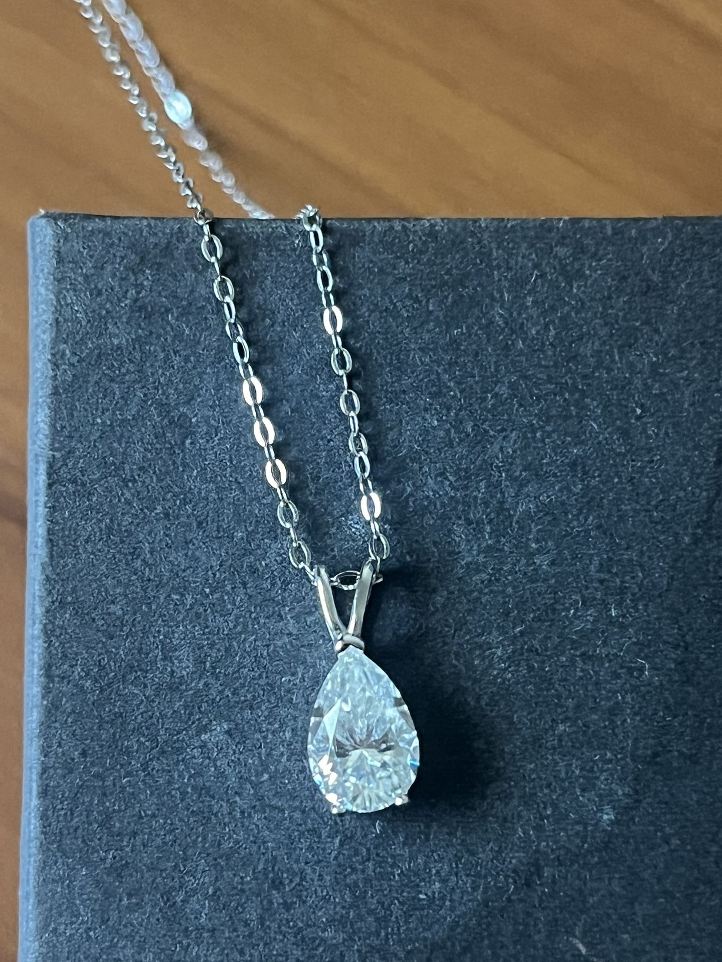 Lab Created Moissanite Pear Necklace 