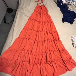Perfect Orange Maxi Ruffle Dress Med. Pumpkin Patch 