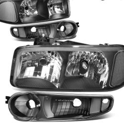 01-06 GMC Yukon Denali Black Clear Headlights Parking Lights