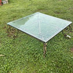 Glass  And Solid Iron Coffee Table