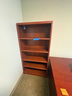 Reddish-Brown Four-Shelf Bookcase with Adjustable Storage